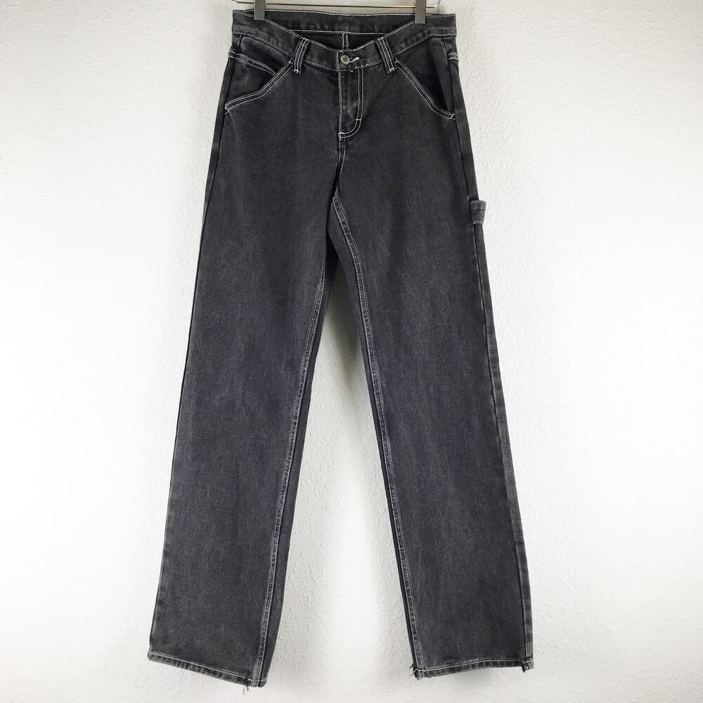 J. Galt Brandy Melville Denim Carpenter Jeans Faded Black Adjustable CUT HEMS